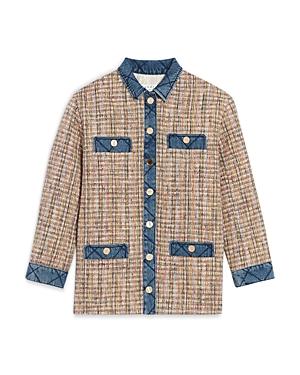 Sandro Christine Quilted Trim Tweed Jacket