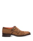 Santoni Men's Divot Double Monk Strap Cap Toe Dress Shoes