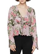 Bcbgeneration Ruffled Rose Print Top