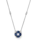 Sapphire And Diamond Pendant Necklace In 14k White Gold, 17 - 100% Exclusive