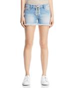 Mavi Emily Lace-up Denim Shorts In Light Summer Lace