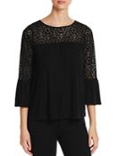 Design History Lace-trimmed Bell-sleeve Top