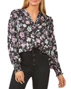Vince Camuto Floral Print Smocked Blouse