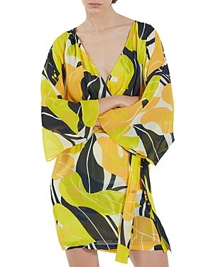 The Kooples Hibiscus Belted Kimono Dress