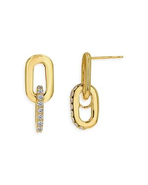 Rachel Reid 14k Yellow Gold Diamond Double Link Earrings