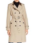 Jane Post Leopard-trim Belted Trench Coat