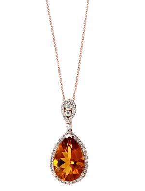 Bloomingdale's Madeira Citrine & Diamond Teardrop Pendant Necklace In 14k Rose Gold, 18 - 100% Exclusive