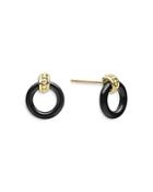 Lagos 18k Yellow Gold Caviar Black Ceramic Circle Drop Earrings - 100% Exclusive
