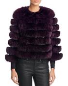 Maximilian Furs Leather Trim Saga Fox Fur Coat