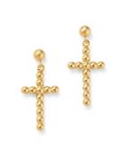 Bloomingdale's Beaded Cross Drop Earrings In 14k Yellow Gold - 100% Exclusive