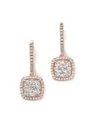 Diamond Pave Drop Earrings In 14k Rose Gold, 1.35 Ct. T.w.