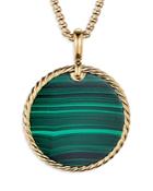 David Yurman 18k Yellow Gold Dy Elements Disc Pendant With Malachite
