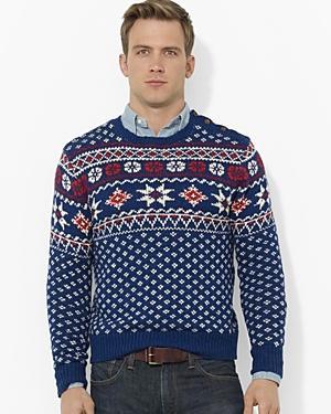 Polo Ralph Lauren Patterned Cotton & Linen Crewneck Sweater