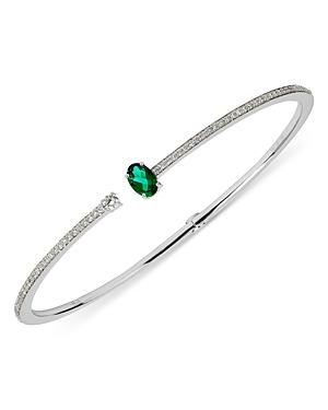 Hueb 18k White Gold Spectrum Emerald & Diamond Cuff Bracelet