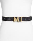 Mcm Women's Flat Logo Buckle Reversible Belt