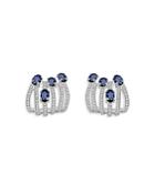 Hueb 18k White Gold Spectrum Blue Sapphire & Diamond Drop Earrings