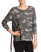 Pam & Gela Side Slit Destroyed Camo Sweatshirt - 100% Exclusive