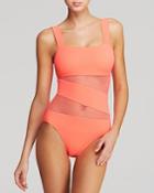 Dkny Mesh Effect Splice Maillot One Piece Swimsuit