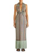 Etro Fringe Hem Halter Knit Maxi Dress