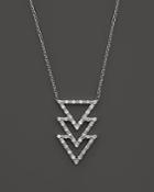 Kc Designs Diamond Triple Row Geometric Pendant Necklace In 14k White Gold, 16