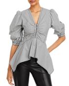 Proenza Schouler White Label Plaid Puff Sleeve Top