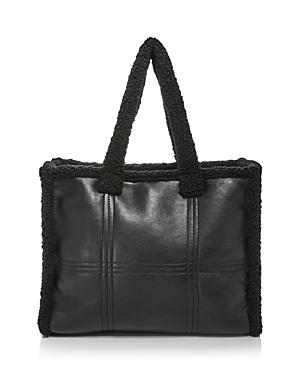 Aqua Large Shearling Trim Tote - 100% Exclusive