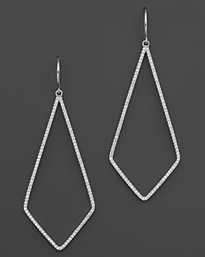 Diamond Geometric Open Drop Earrings In 14k White Gold, .55 Ct. T.w.