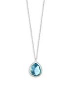 Ippolita 18k Yellow Gold & Sterling Silver Chimera Rock Candy Blue Topaz & Diamond Halo Large Pendant Necklace, 16-18