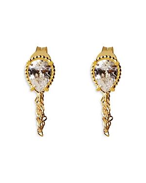 Argento Vivo Cubic Zirconia & Chain Front To Back Earrings In 14k Gold Plated Sterling Silver