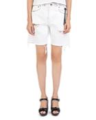 The Kooples Studded & Destroyed Denim Shorts In White