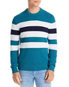 Michael Kors Cotton & Nylon Terry Stripe Regular Fit Crewneck Sweater