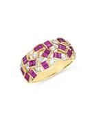 Bloomingdale's Ruby & Diamond Baguette Statement Ring In 14k Yellow Gold - 100% Exclusive