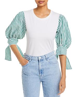Cinq A Sept Carlie Striped Tie Sleeve Top