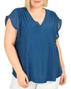 Daniel Rainn Plus Clip Dot V Neck Blouse