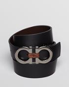 Salvatore Ferragamo Reversible Wood Bit Double Gancini Leather Belt