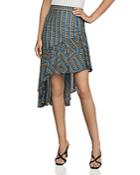 Bcbgmaxazria Asymmetric Geometric-stripe Skirt
