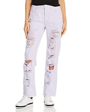 Alice + Olivia Genevive Extreme Distressed Girlfriend Jeans In Lavender
