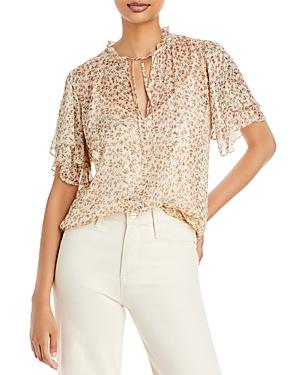Vanessa Bruno Stelie Ruffled Fil Coupe Tie Neck Blouse