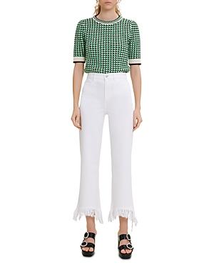 Maje Pavot Straight Raw Cuff Jeans In White