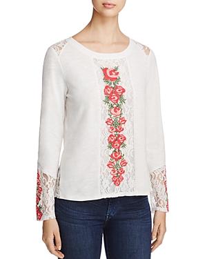 Cupio Embroidered Lace Detail Top