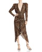 Ronny Kobo Leopard-print Puff-sleeve Dress
