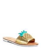 Kate Spade New York Ibis Embroidered Pineapple Slide Sandals