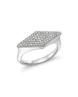 Adina Reyter Sterling Silver Pave Diamond Stretched Diamond Signet Ring