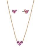 Nadri Smitten Pink Heart Necklace & Stud Earring Set