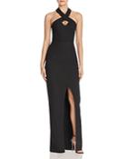 Bariano Cross-front Halter Gown
