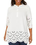 Foxcroft Plus Bailey Eyelet Embroidered Scalloped Tunic