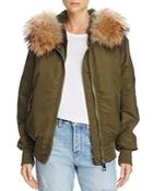 Peri Luxe Fur-trimmed Bomber Jacket - 100% Exclusive