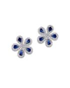 Bloomingdale's Sapphire & Diamond Flower Stud Earrings In 14k White Gold - 100% Exclusive