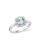 Cushion-cut Aquamarine And Diamond Ring In 14k White Gold - 100% Exclusive