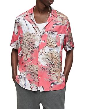 Allsaints Sumerian Relaxed Fit Tiger Print Camp Shirt